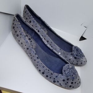 Antia blue polka dot suede flat shoes 13 W